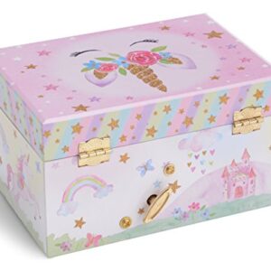 Jewelkeeper Girl's Musical Jewelry Storage Box with Spinning Unicorn, Glitter Rainbow and Stars Design, The Beautiful Dreamer Tune