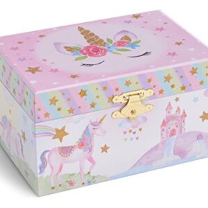 Jewelkeeper Girl's Musical Jewelry Storage Box with Spinning Unicorn, Glitter Rainbow and Stars Design, The Beautiful Dreamer Tune