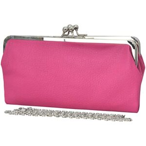 ngil double frame vintage style clutch purse wallet (hotpink)