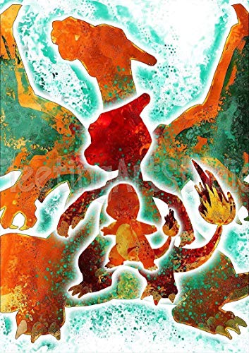 CHARIZARD Charmeleon Charmander EVOLUTION POKEMON Art Print Poster Wall Decor