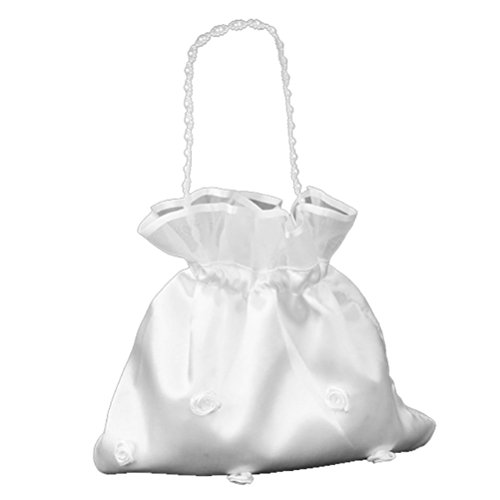 LEORX Wedding Bride Handbag, Rose Satin Money Bag Bridal Satin Dolly Bag Handbag