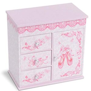 Jewelkeeper Ballerina Musical Jewelry Box with 3 Pullout Drawers, Ballet Slipper Design, Swan Lake Tune