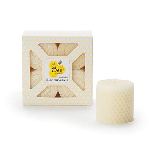 Hand-Rolled Beeswax Votive Candles 4pk - By Little Bee of Connecticut