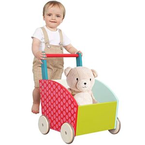 labebe – baby walker for girl&goy, 4 wheels walker toy, push/pull wagon cart for kid, baby learning walker, toddler push toy for 1-3 years old, outdoor activity walker infant, wooden child wagon green