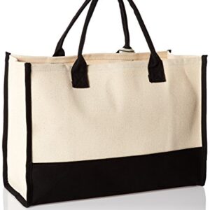 Mud Pie Classic Black and White Initial Canvas Tote Bags (A), 100% Cotton, 17" x 19" x 2"