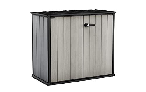 KETER Patio Store 4.6 x 4.0 ft. Resin Outdoor Storage Shed with Paintable and Drillable Walls for Customization-Perfect for Yard Tools and Pool Toys, Grey