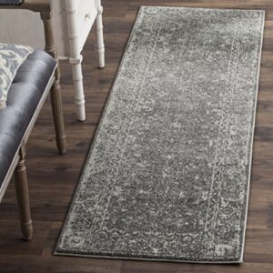 safavieh evoke collection 2’2″ x 5′ grey/ivory evk270s shabby chic distressed non-shedding living room bedroom area rug