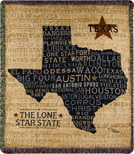 manual woodworkers & weavers tapestry throw, usa texas, 50 x 60
