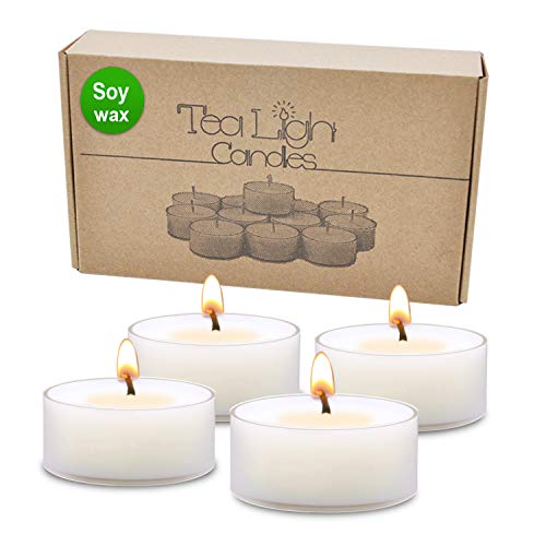 Unscented Tealights Bulk White Soy Tea Lite Candles Long Lasting Clean Burn Candles Set of 12