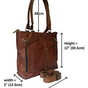 Madosh Womens Brown Crossbody Genuine Leather Shoulder Tote Office Handbag Casual Purse Satchel Bag