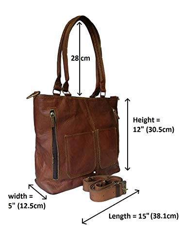 Madosh Womens Brown Crossbody Genuine Leather Shoulder Tote Office Handbag Casual Purse Satchel Bag