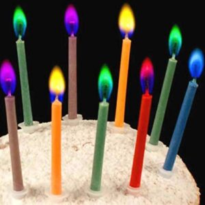 birthday cake candles in holders cake tricks and decorations – colors: red, pink, yellow, blue, green, purple – 12 pieces (12)