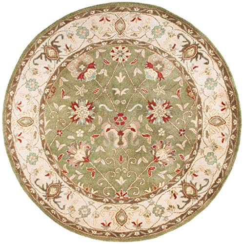 SAFAVIEH Antiquity Collection 6' Round Sage AT21D Handmade Traditional Oriental Premium Wool Area Rug