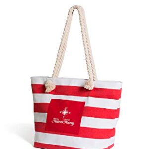 Fishers Finery Zippered Beach Bags and Totes Travel Tote Weekender Bags (Red, S)