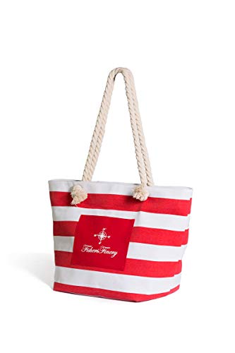 Fishers Finery Zippered Beach Bags and Totes Travel Tote Weekender Bags (Red, S)