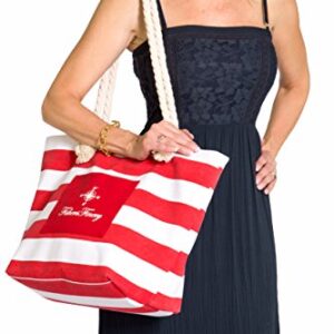 Fishers Finery Zippered Beach Bags and Totes Travel Tote Weekender Bags (Red, S)