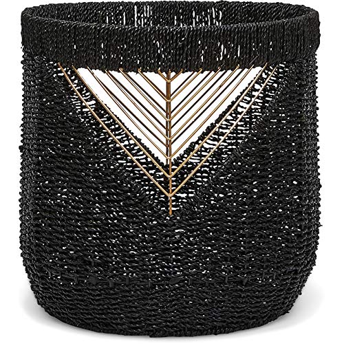 Adore Decor Ostara Seagrass Black & Gold Basket