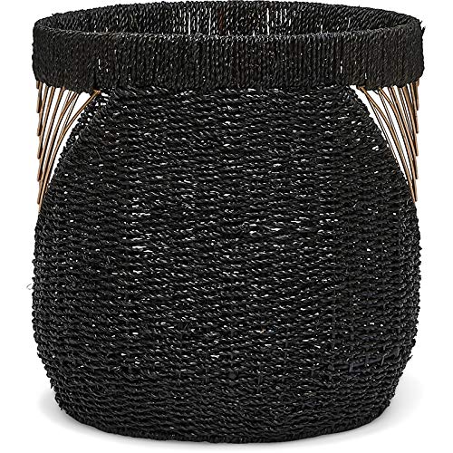 Adore Decor Ostara Seagrass Black & Gold Basket