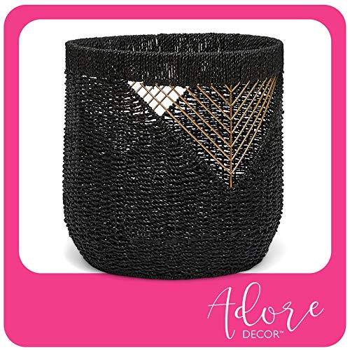 Adore Decor Ostara Seagrass Black & Gold Basket