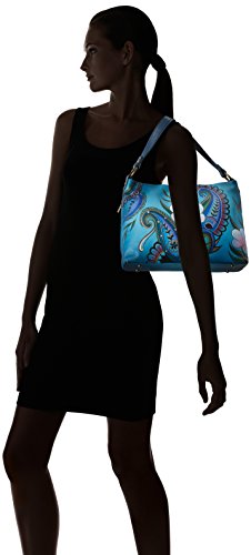 Anna by Anuschka Hand Painted Leather Women's Large Shoulder HOBO, Denim Paisley Floral