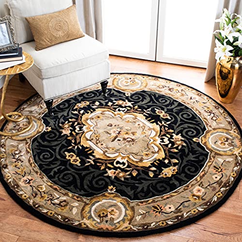 SAFAVIEH Empire Collection 4' Round Assorted EM414B Handmade Traditional European Premium Wool Area Rug