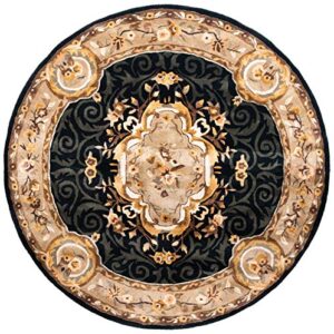 SAFAVIEH Empire Collection 4' Round Assorted EM414B Handmade Traditional European Premium Wool Area Rug