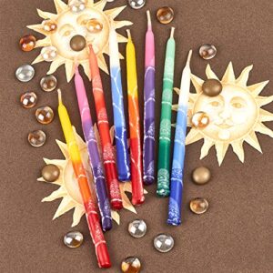 Deluxe Dripless Hanukkah Candle Set of 45 Premium Colorful Thin Tapered Candles for Standard Chanukah Menorah, Birthday Party, Celebrations Frosted Tri Color Candles by Aviv Judaica