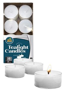 ner mitzvah tea light candles – 16 pack – white unscented tealight candles – long burning – 10 hours