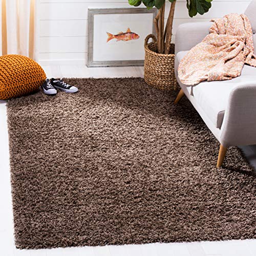 SAFAVIEH Athens Shag Collection 9' x 12' Taupe SGA119T Non-Shedding Living Room Bedroom Dining Room Entryway Plush 1.5-inch Thick Area Rug