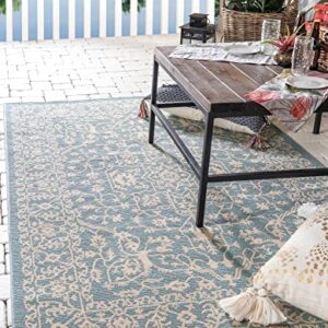 Unique Loom Botanical Collection Bohemian, Abstract, Traditional, Indoor and Outdoor Area Rug, 4' 0" x 6' 0", Light Blue/Beige