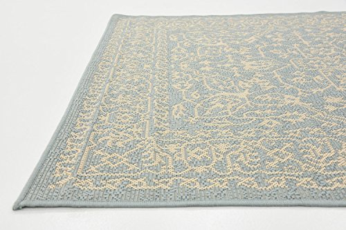 Unique Loom Botanical Collection Bohemian, Abstract, Traditional, Indoor and Outdoor Area Rug, 4' 0" x 6' 0", Light Blue/Beige