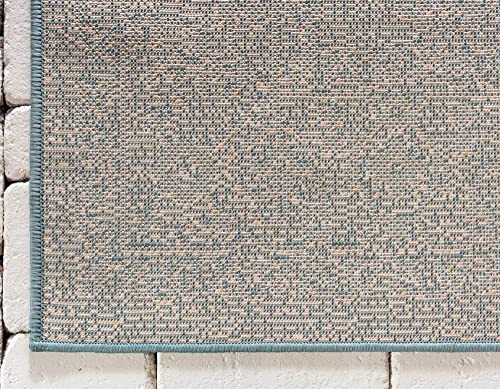 Unique Loom Botanical Collection Bohemian, Abstract, Traditional, Indoor and Outdoor Area Rug, 4' 0" x 6' 0", Light Blue/Beige