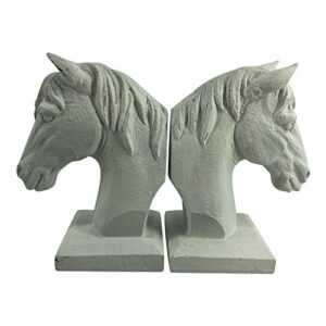 comfy hour farmhouse collection 5″ x 7″, set of 2, horse head art bookends, 1 pair, antique style, heavy weight, white, polyresin, wildlife collection
