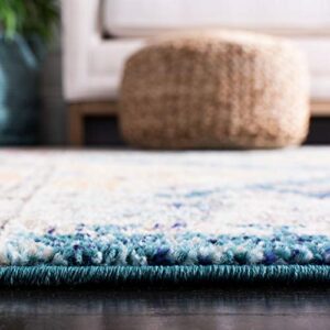 SAFAVIEH Madison Collection 8' x 10' Dark Blue / Yellow MAD418N Boho Diamond Distressed Non-Shedding Living Room Bedroom Dining Home Office Area Rug