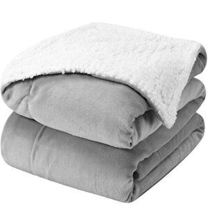 homeideas sherpa blanket queen/full size extra soft fleece blankets for all season fuzzy warm for bed couch 90 x 90 inches,light grey