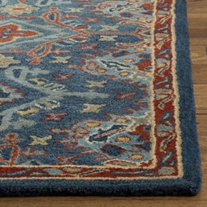 SAFAVIEH Heritage Collection 8' x 10' Blue/Multi HG422M Handmade Traditional Oriental Premium Wool Area Rug