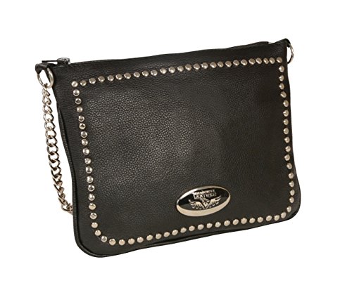 MILWAUKEE'S MP8810-BLK-PCS Women's Black Medium Studded Shoulder Bag