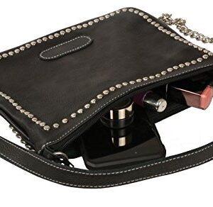 MILWAUKEE'S MP8810-BLK-PCS Women's Black Medium Studded Shoulder Bag