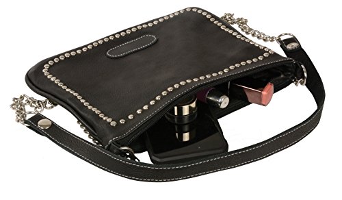 MILWAUKEE'S MP8810-BLK-PCS Women's Black Medium Studded Shoulder Bag