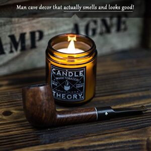 Candle Theory Man Cave Stuff Men Candles Set, Crackling Candles Man Cave Home Decor Woodwick 4 Oz Candels Gift Men Manly Candles Men Scented Warm Tobacco Cigar Smoked Suede Fresh Shave Wood Wick