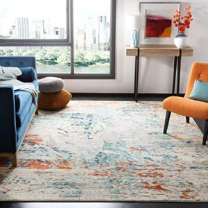 safavieh madison collection 9′ x 12′ cream orange mad478b modern abstract non-shedding living room bedroom dining home office area rug