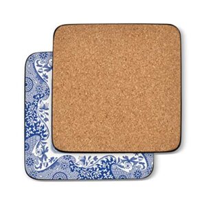 Pimpernel Spode Blue Italian Collection Coasters | Set of 6 | Cork Backed Board | Heat and Stain Resistant | Drinks Coaster for Tabletop Protection | Measures 4” x 4”