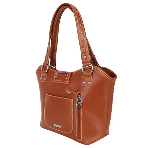 Montana West Tote Bag Tooled Collection Concealed Handgun Handbag Leather Gun Pocket Concealed Carry Purse CW-MWC-G1001-BR