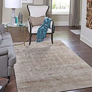 Unique Loom Chateau Collection Traditional, Vintage, Textured, Medallion, Distressed, Victorian Area Rug, 9 ft x 12 ft, Beige/Light Brown