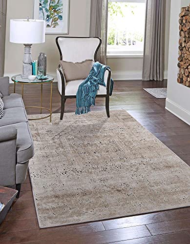 Unique Loom Chateau Collection Traditional, Vintage, Textured, Medallion, Distressed, Victorian Area Rug, 9 ft x 12 ft, Beige/Light Brown