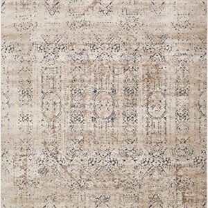 Unique Loom Chateau Collection Traditional, Vintage, Textured, Medallion, Distressed, Victorian Area Rug, 9 ft x 12 ft, Beige/Light Brown