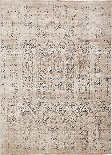 Unique Loom Chateau Collection Traditional, Vintage, Textured, Medallion, Distressed, Victorian Area Rug, 9 ft x 12 ft, Beige/Light Brown