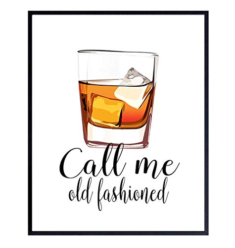 Whiskey Bar Decor - Cocktail Wall Art - Unique Bartender Gift - Call Me Old Fashioned - Funny Typography Poster - Home Decoration for Kitchen, Dining Room - UNFRAMED 8x10 Typography Poster Print