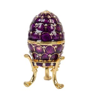 qifu-hand painted enameled faberge egg style decorative hinged jewelry trinket box unique gift for home decor