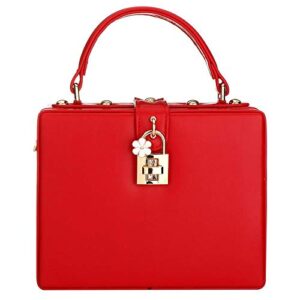 box bag crossbody bag for women top handle tote shoulder satchel bag handbags clutch purses (red)
